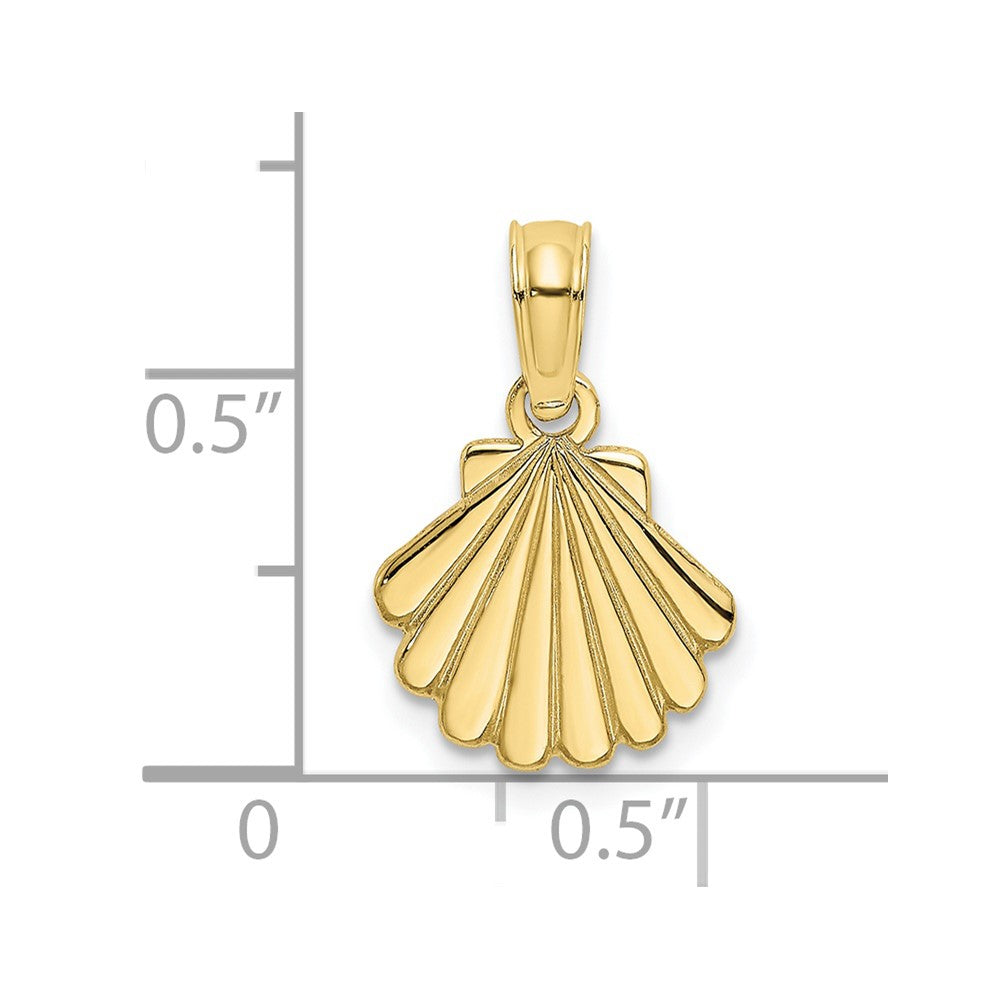 10K Yellow Gold 10K Polished And Engraved Shell Charm
