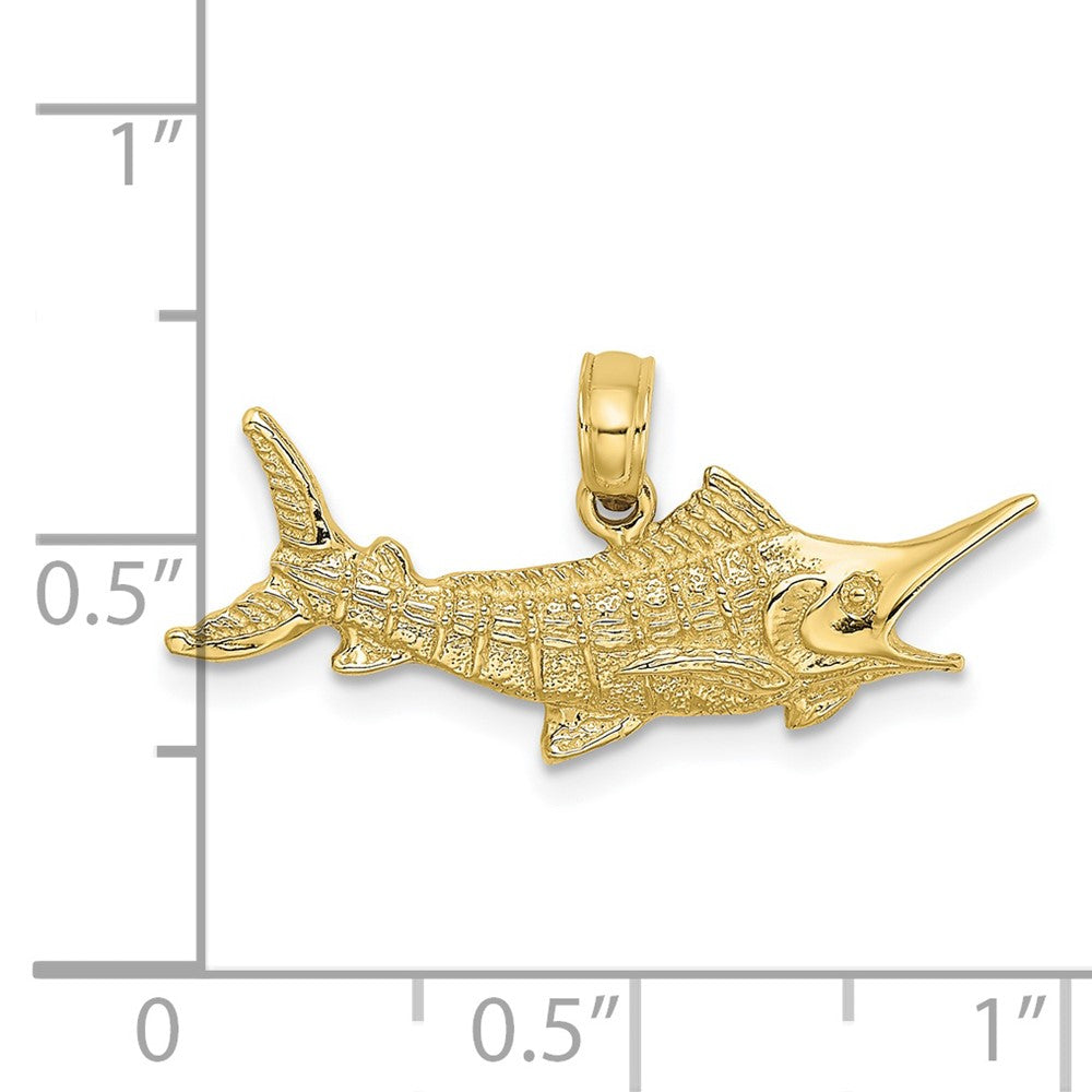 10K Yellow Gold 10K Textured 2-D Marlin Fish Charm