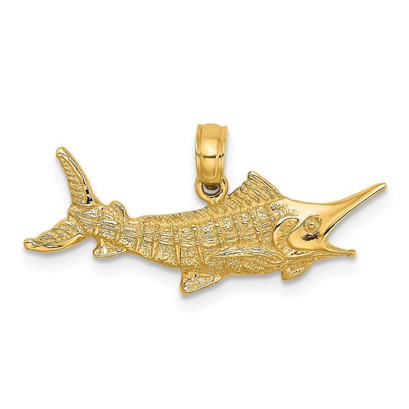 10K Yellow Gold 10K Textured 2-D Marlin Fish Charm