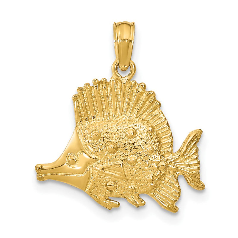 10K Yellow Gold 10K Polished Engraved Fish Charm