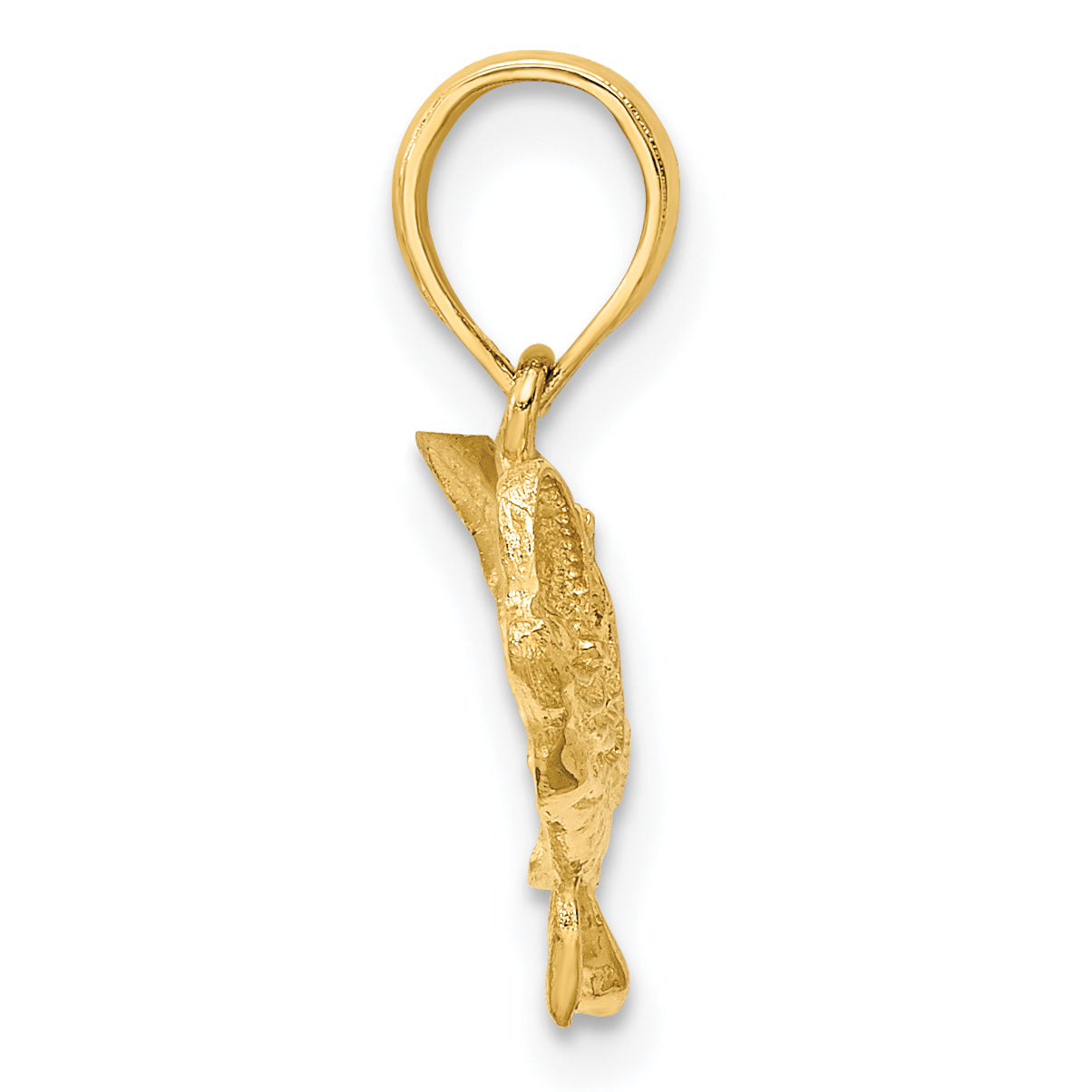 10K Yellow Gold 10K 2-D Bass Fish W/ Tail Up Charm