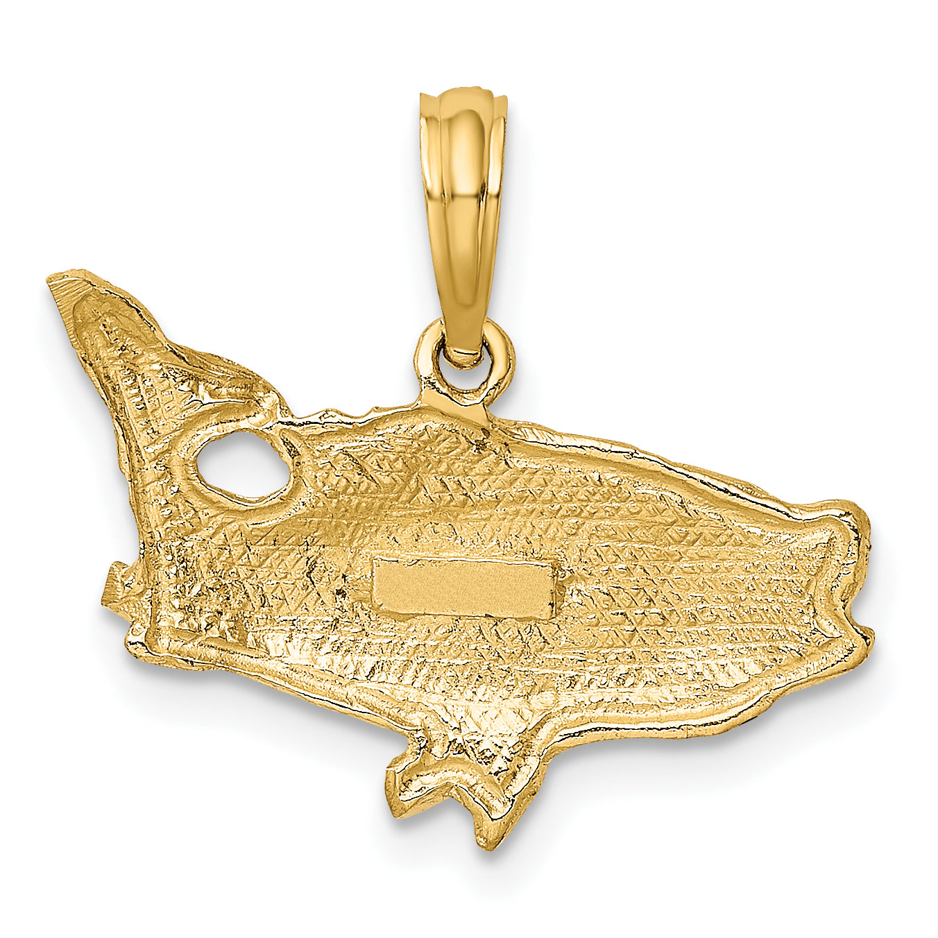 10K Yellow Gold 10K 2-D Bass Fish W/ Tail Up Charm