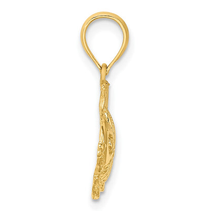 10K Yellow Gold 10K Polished Engraved Fish Charm