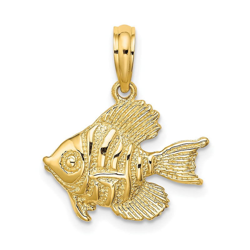 10K Yellow Gold 10K Polished Engraved Fish Charm