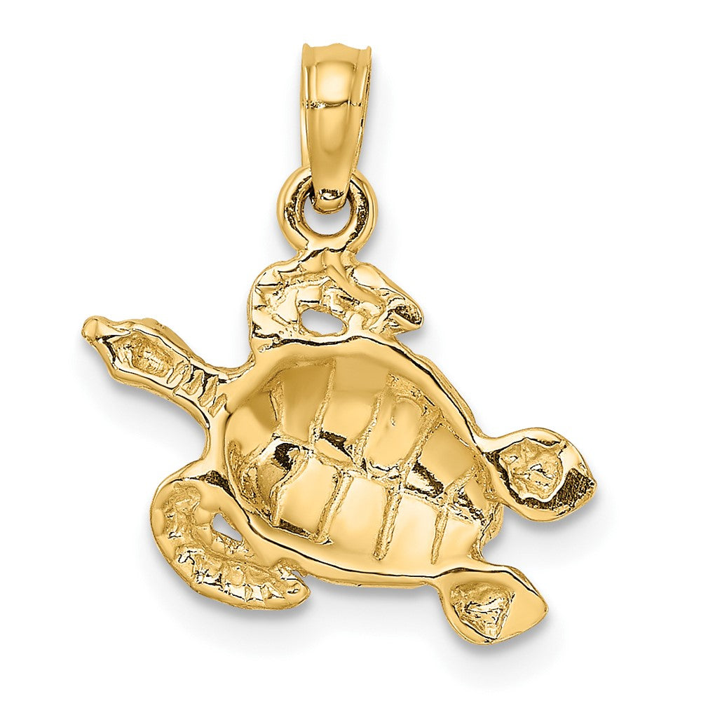 10K Yellow Gold 10K Textured Sea Turtle Charm