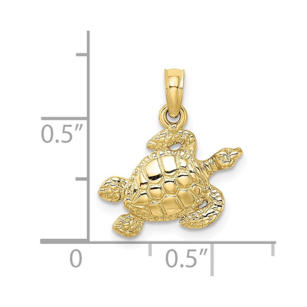 10K Yellow Gold 10K Textured Sea Turtle Charm