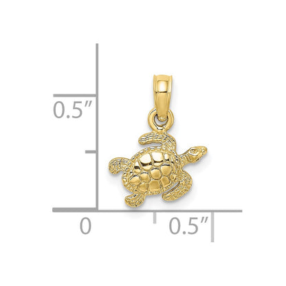10K Yellow Gold 10K Textured Sea Turtle Charm