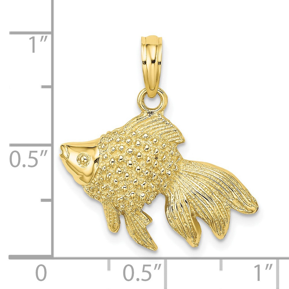10K Yellow Gold Textured Angel Fish Charm