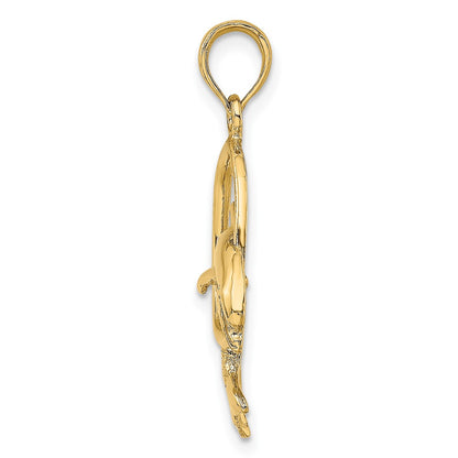 10K Yellow Gold 10K Polished Dolphin Jumping Through Hoop Charm