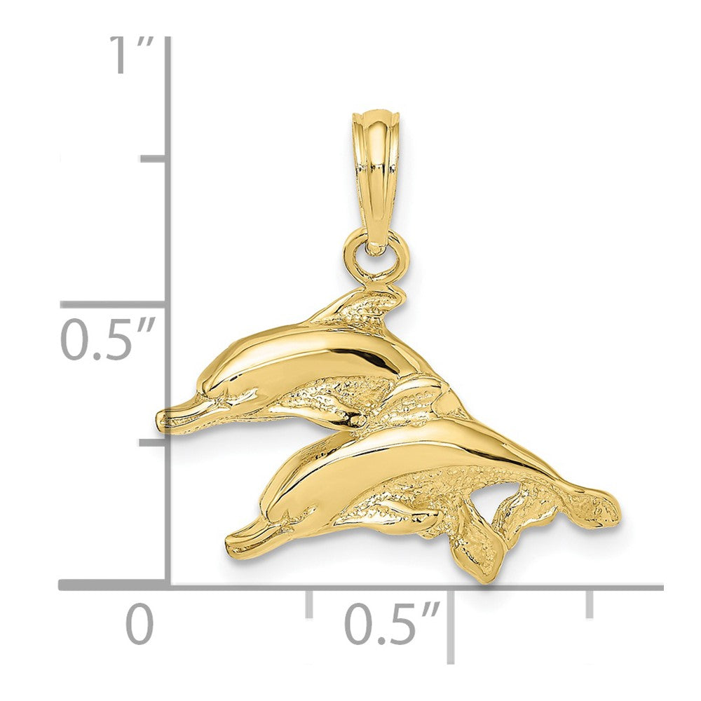 10K Yellow Gold 10K 2-D Polished /Engraved Dolphins Charm