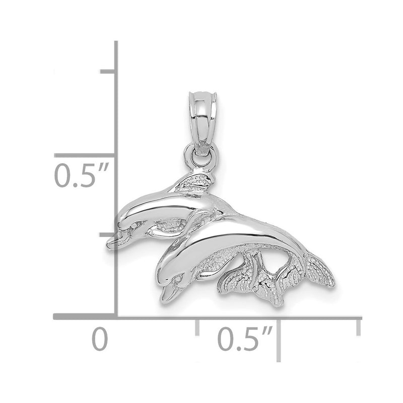 10K White Gold 10K Polished Double Dolphins Jumping Charm
