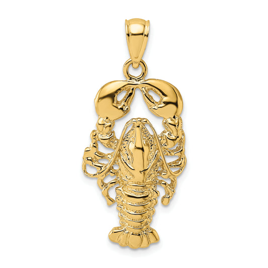 10K Yellow Gold 10K 2-D Textured Maine Lobster Charm