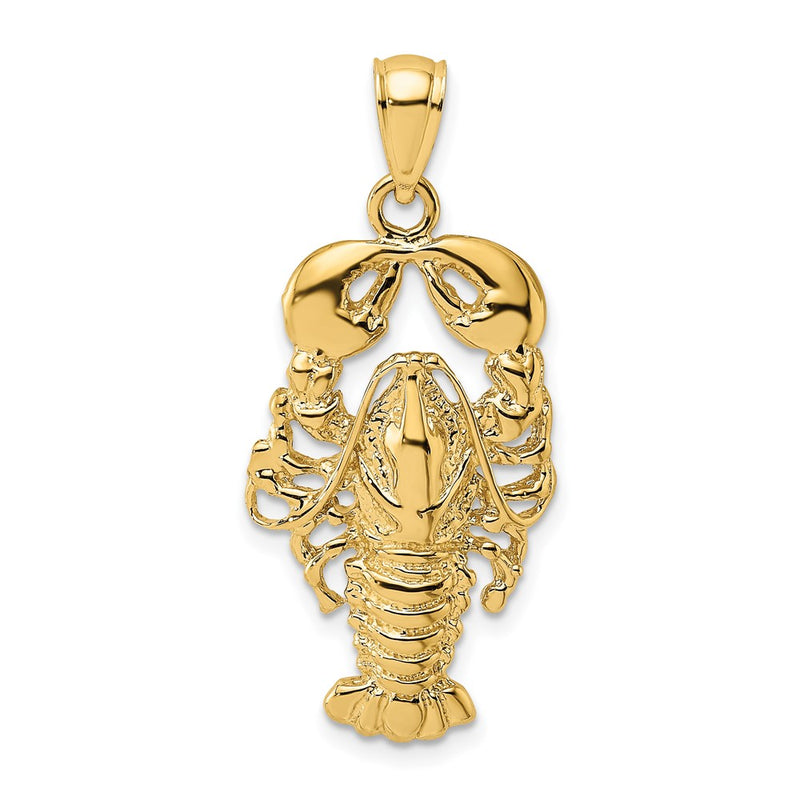 10K Yellow Gold 10K 2-D Textured Maine Lobster Charm