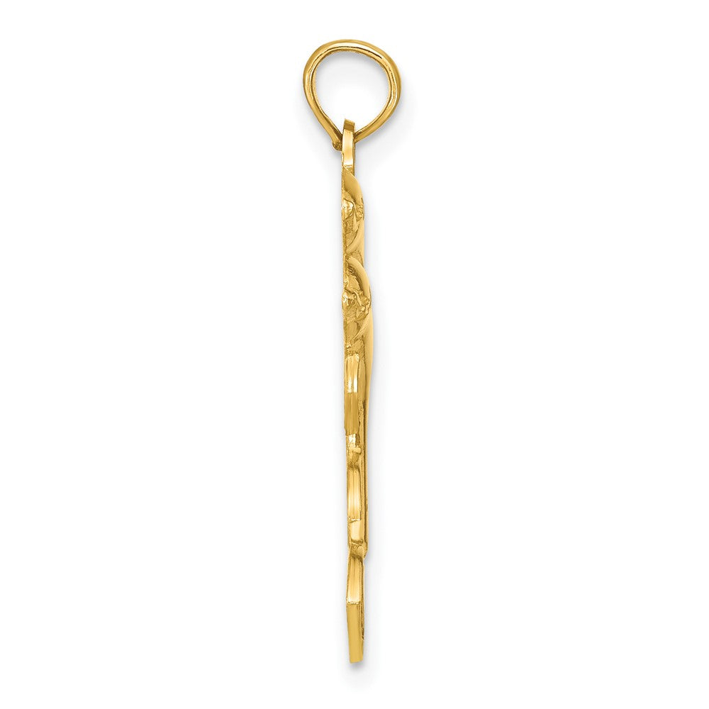 10K Yellow Gold 10K 2-D Two Jumping Dolphins Charm