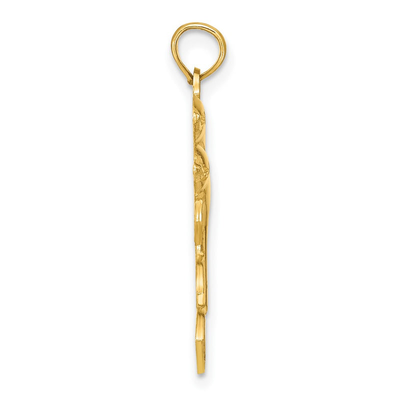 10K Yellow Gold 10K 2-D Two Jumping Dolphins Charm