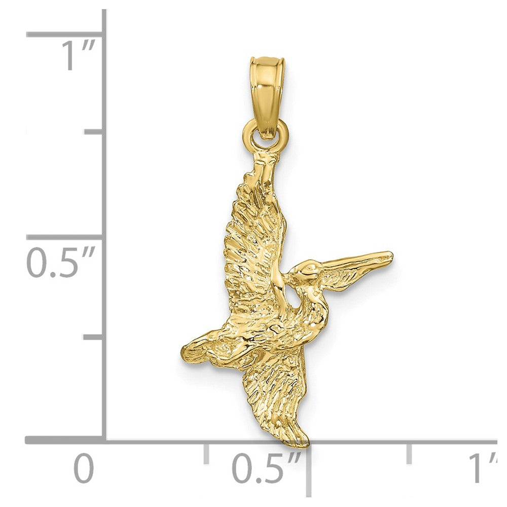 10K Yellow Gold 10K 3-D Pelican Flying Charm