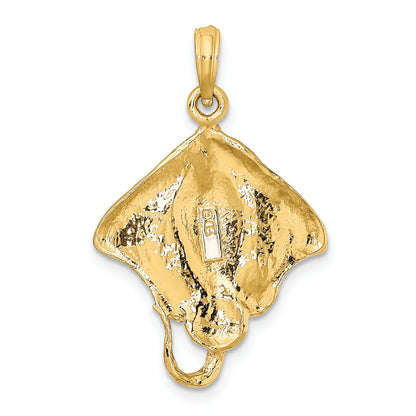 10K Yellow Gold 10K Stingray W/ Polished Edge Charm