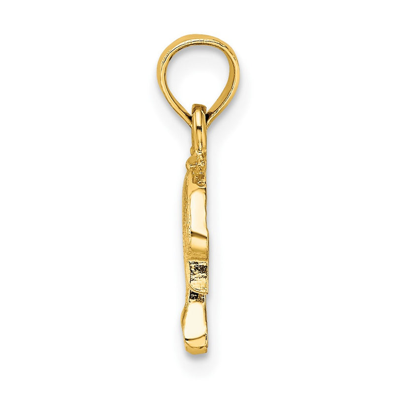 10K Yellow Gold 10K Textured Mini Dolphin Jumping Charm