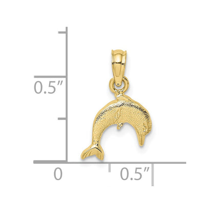 10K Yellow Gold 10K Textured Mini Dolphin Jumping Charm