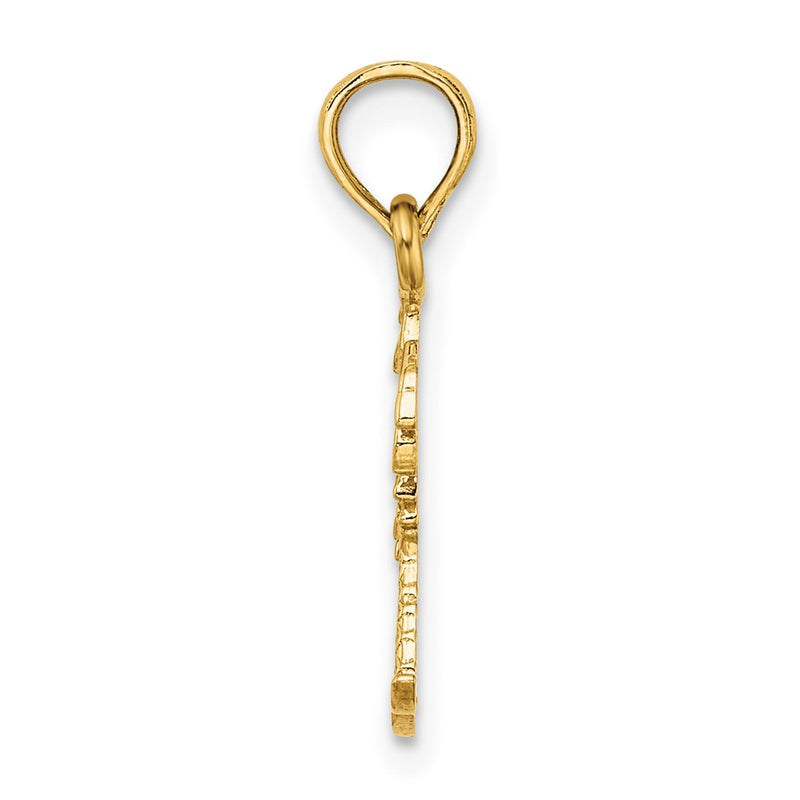 10K Yellow Gold 10K Texture Mini Double Palm Trees Charm