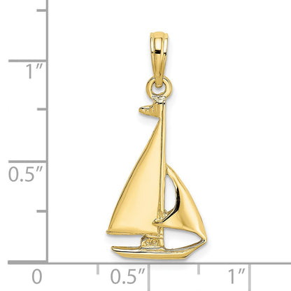 10K Yellow Gold 10K 2-D Polished Sailboat Charm