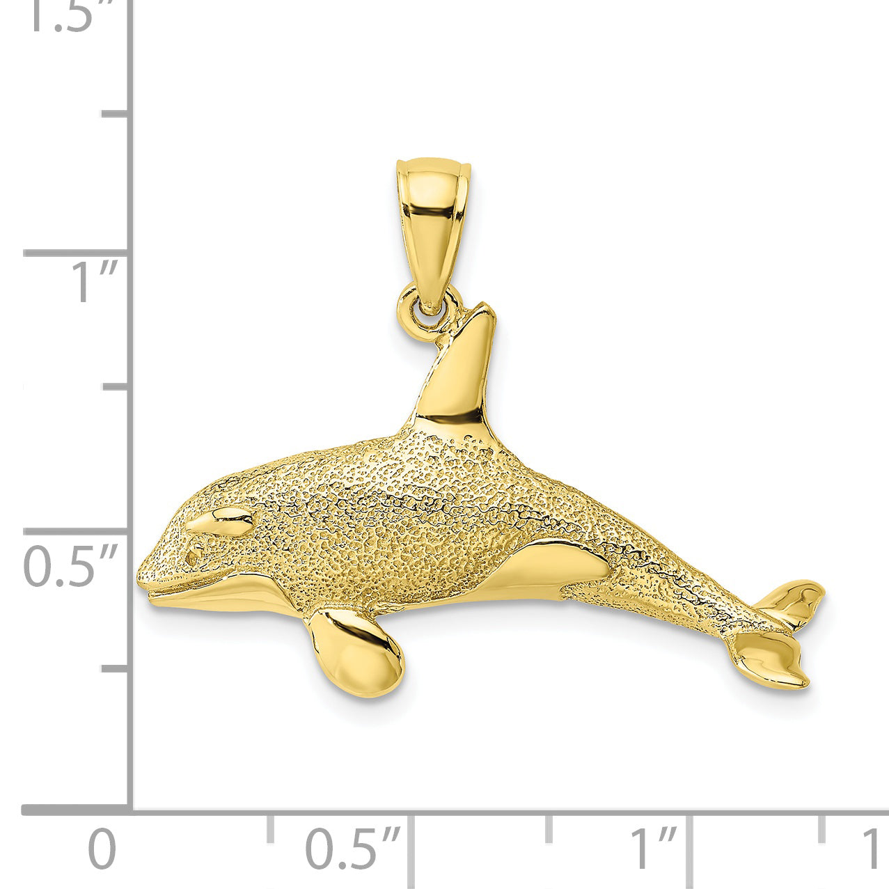 10K Yellow Gold 10K 2-D Textured Orca Whale Charm