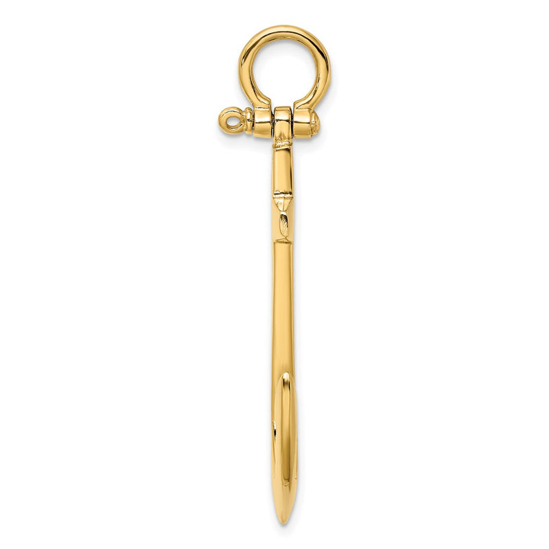 10K Yellow Gold 10K 3-D Polished Large Anchor Charm
