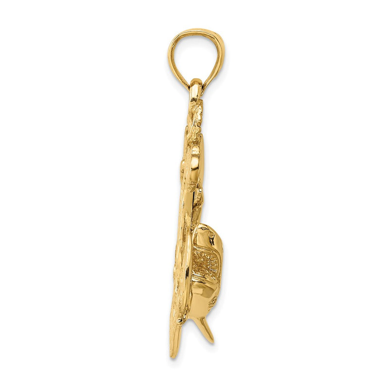 10K Yellow Gold 10K 2-D Anchor With Shark Charm