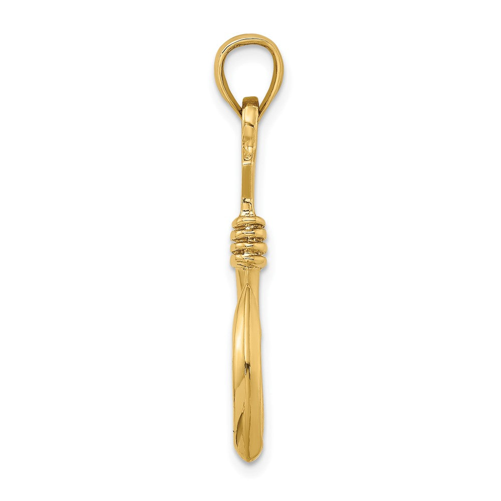 10K Yellow Gold 10K 3-D Large Fish Hook With Rope Charm