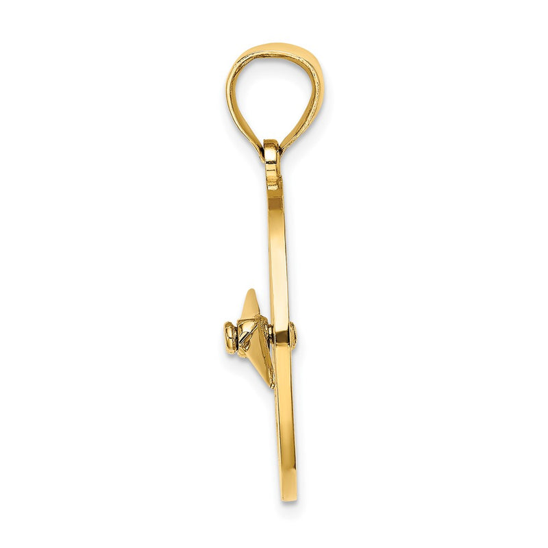 10K Yellow Gold 10K Nautical Compass W/Moveable Needle Charm