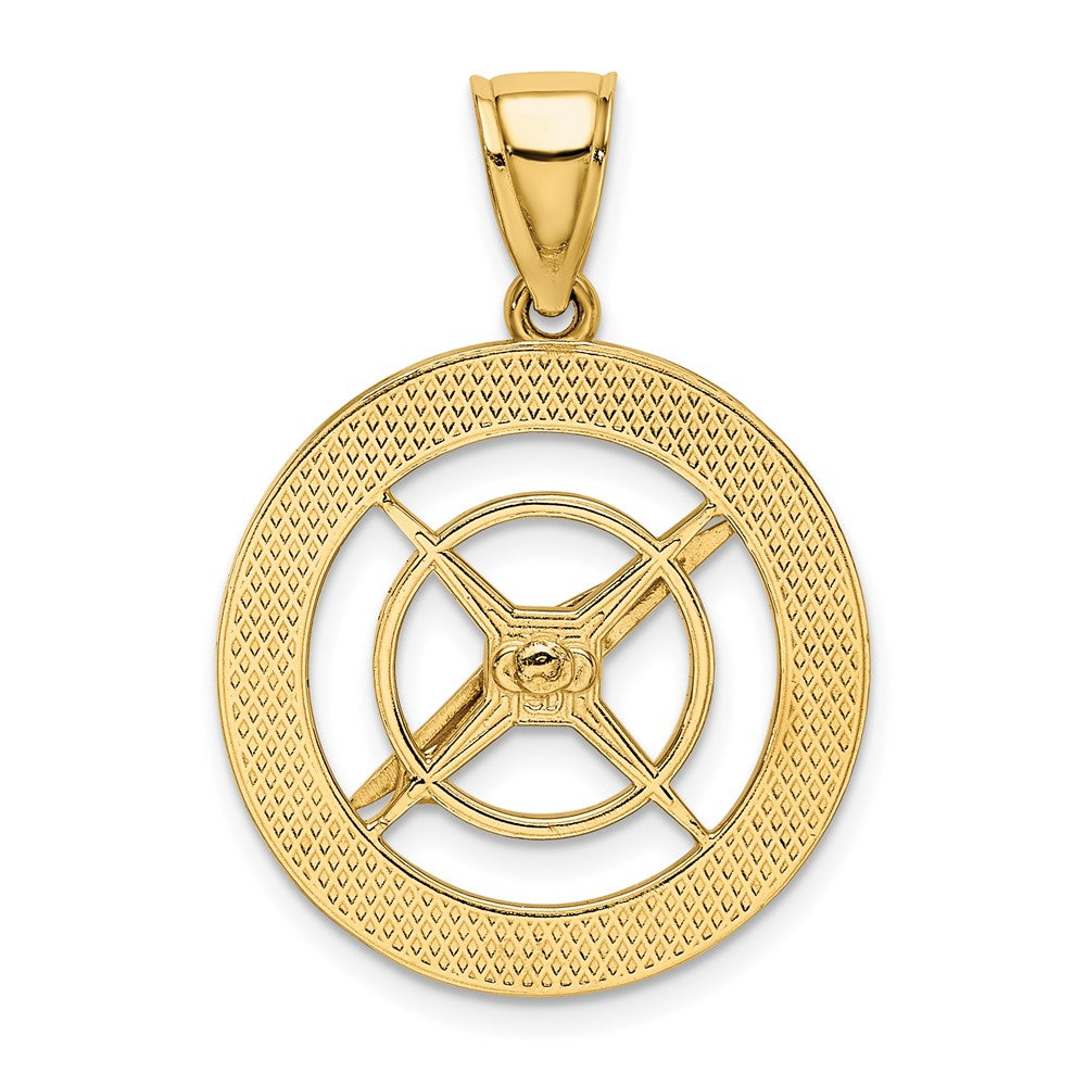 10K Yellow Gold 10K Nautical Compass W/Moveable Needle Charm