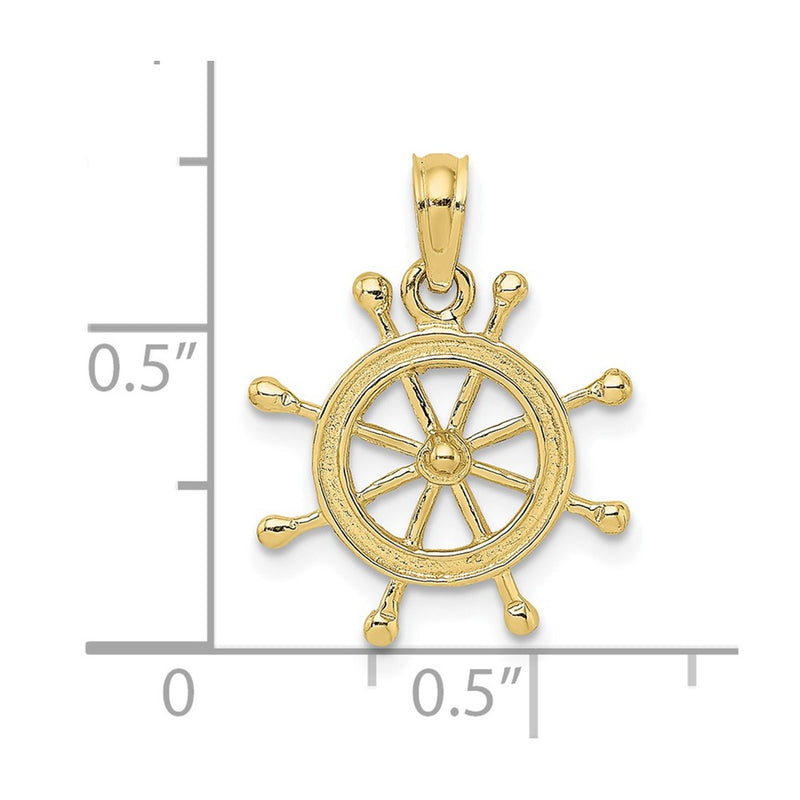 10K Yellow Gold 10K 2-D Ship Wheel Charm
