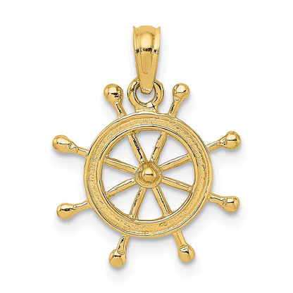 10K Yellow Gold 10K 2-D Ship Wheel Charm