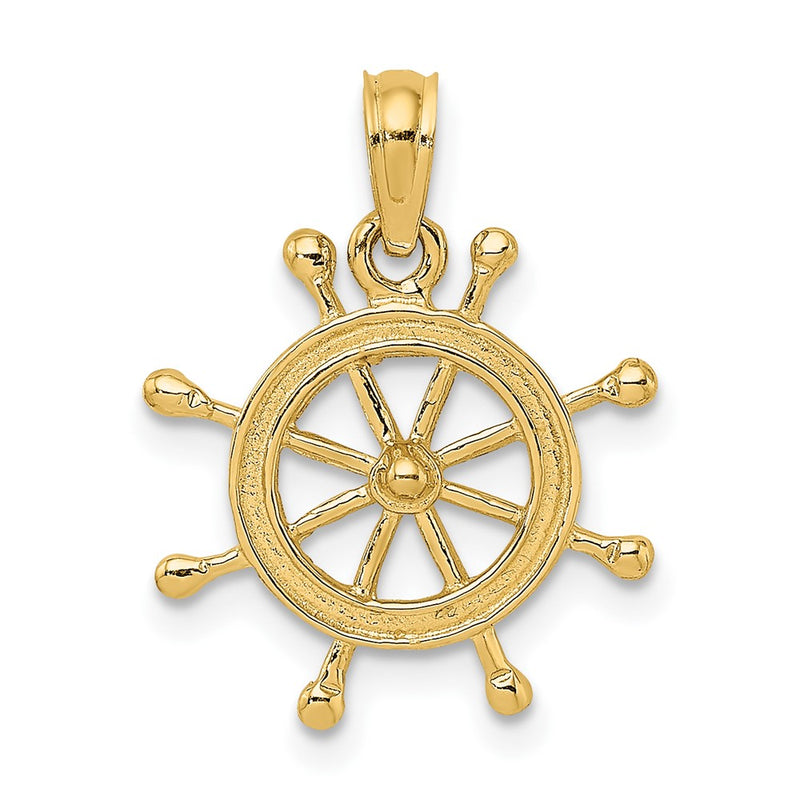 10K Yellow Gold 10K 2-D Ship Wheel Charm