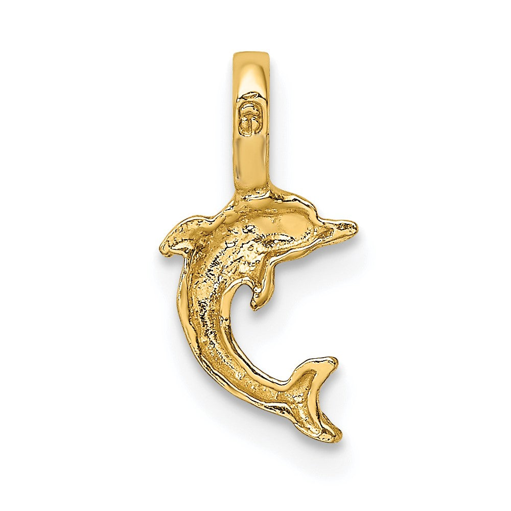 10K Yellow Gold 10K Mini Jumping Dolphin W/ Fixed Bail Charm