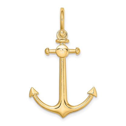 10K Yellow Gold 10K 3-D Small Anchor W/ Shackle Bail Charm
