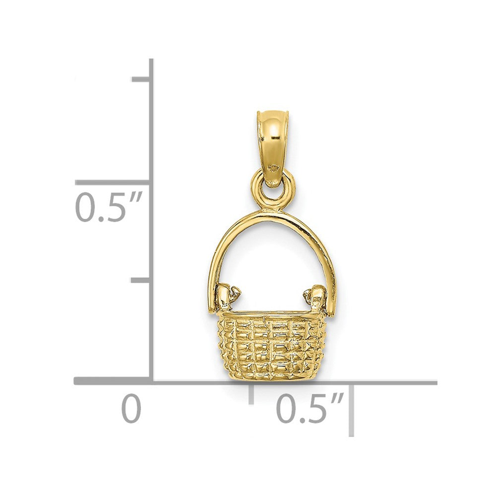 10K Yellow Gold 10K 3-D Moveable Handle Basket Charm