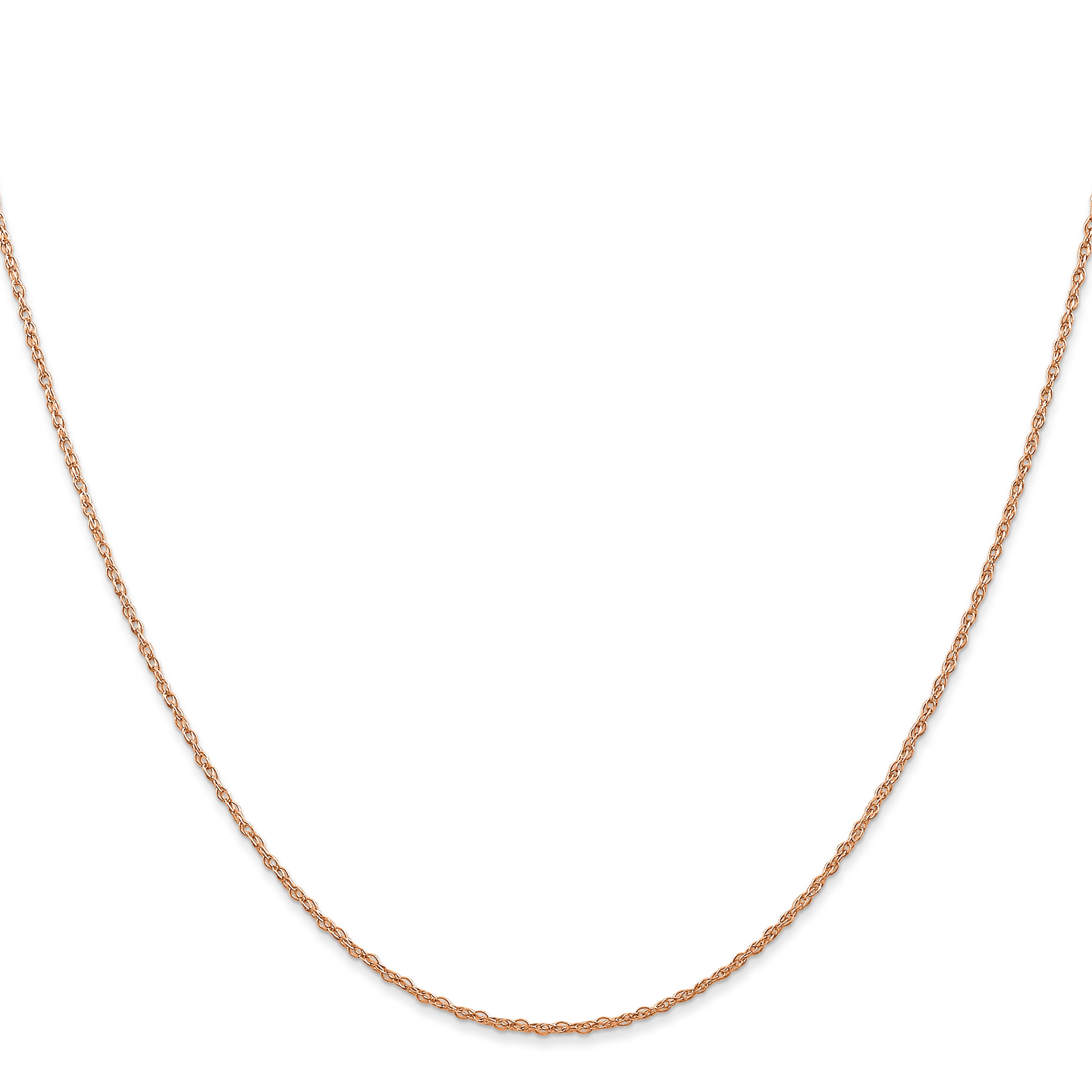 24 Inch 10K Rose Gold .7 mm Carded Cable Rope Chain Necklace