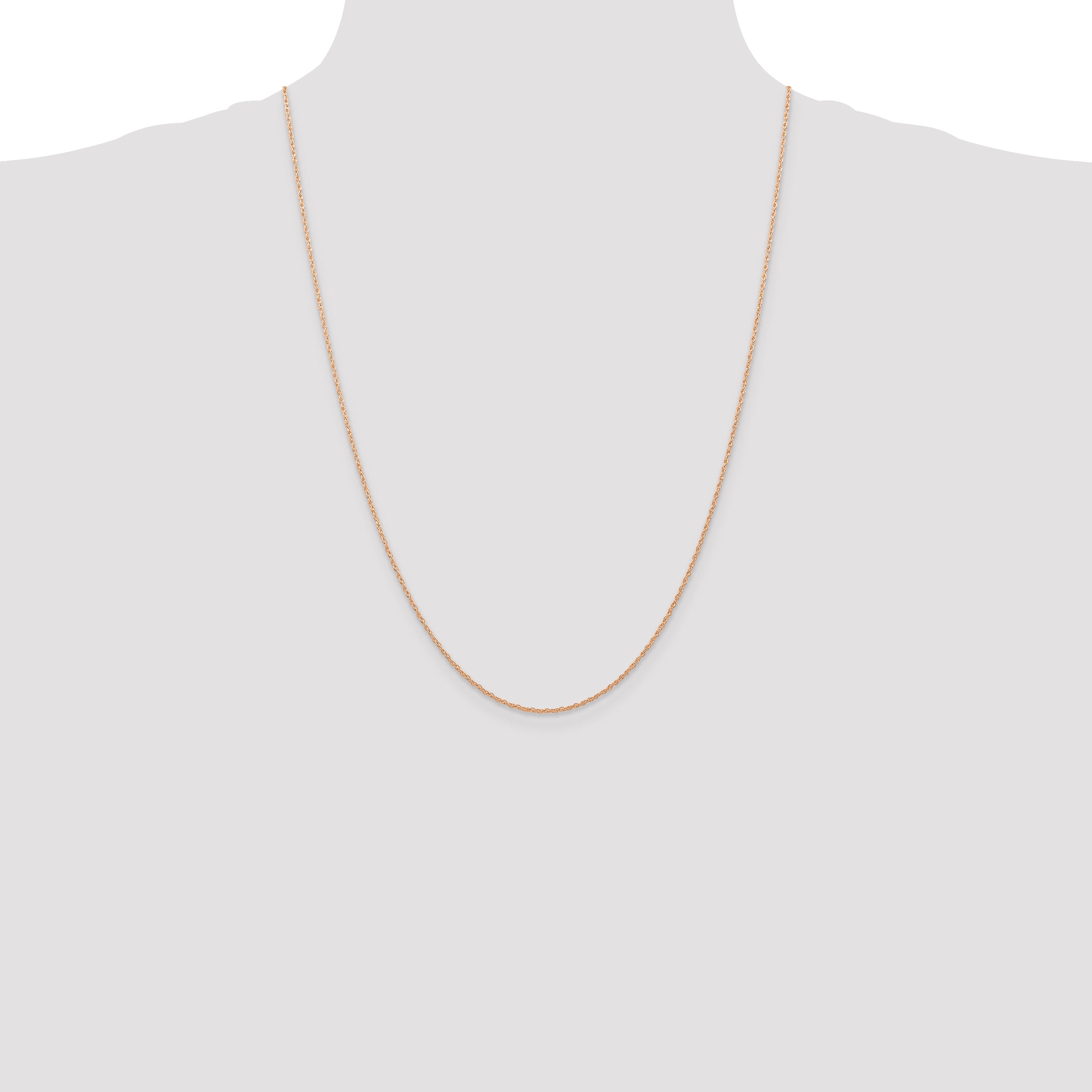 24 Inch 10K Rose Gold .7 mm Carded Cable Rope Chain Necklace