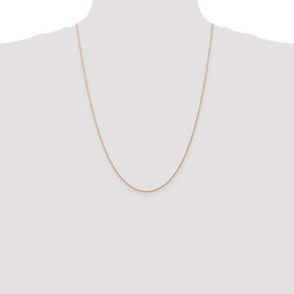 24 Inch 10K Rose Gold .7 mm Carded Cable Rope Chain Necklace