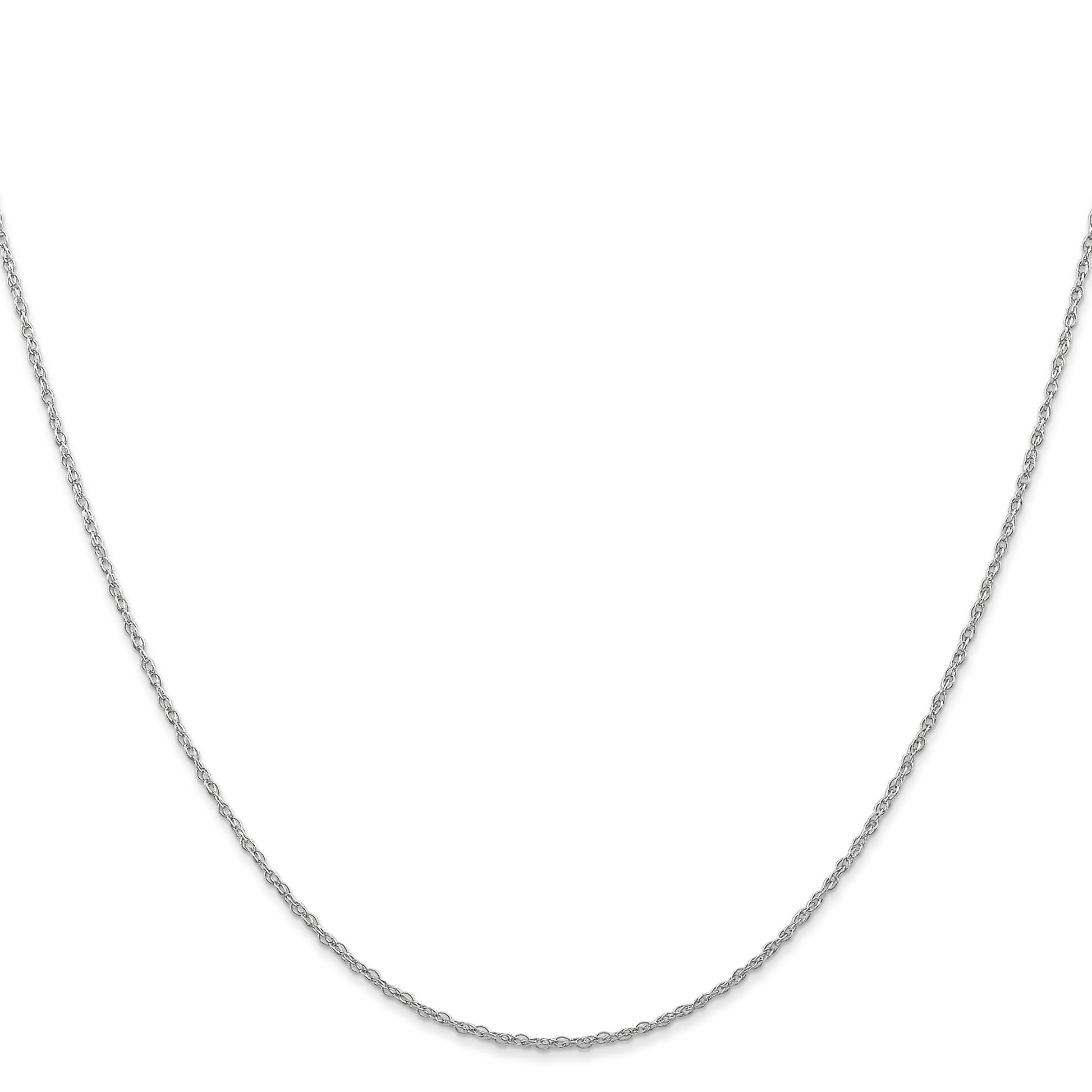 2 Inch 10K White Gold .7mm Carded Cable Rope Chain Necklace