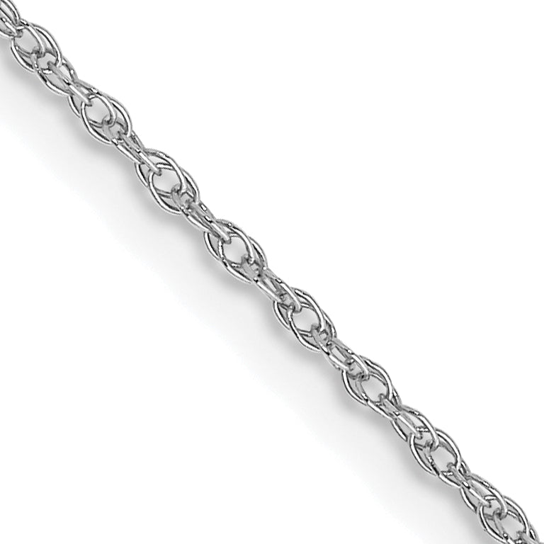 2 Inch 10K White Gold .7mm Carded Cable Rope Chain Necklace
