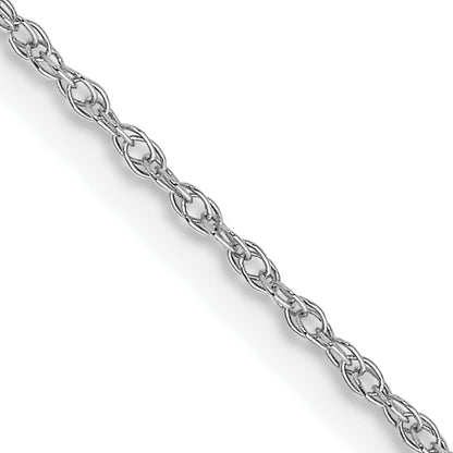 2 Inch 10K White Gold .7mm Carded Cable Rope Chain Necklace