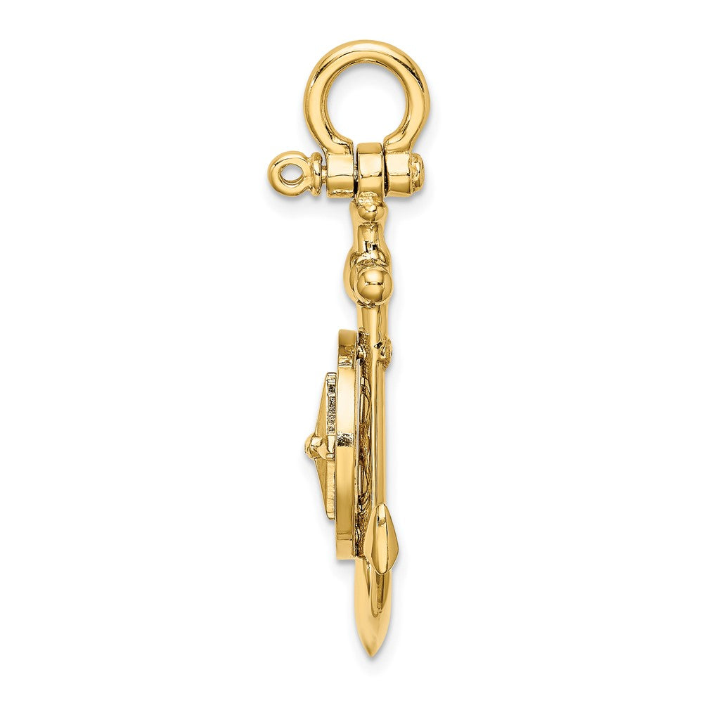 10K Yellow Gold 10K 3-D Small Anchor W/ Nautical Compass Charm