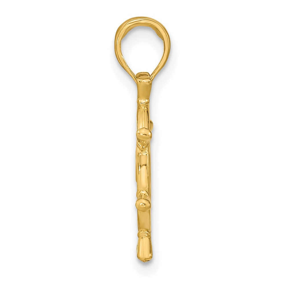 10K Yellow Gold 10K 3-D Ships Wheel Charm