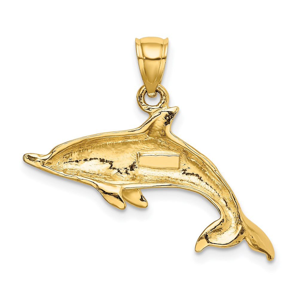 10K Yellow Gold 10K 2-D And Polished Swimming Dolphin Charm
