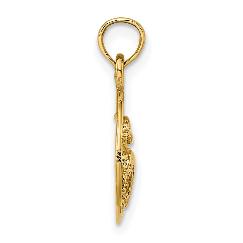 10K Yellow Gold 10K Two Dolphins In Circle Charm