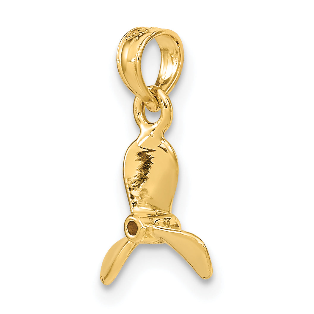10K Yellow Gold 10K 3-D W/ 3 Blades Propeller Charm