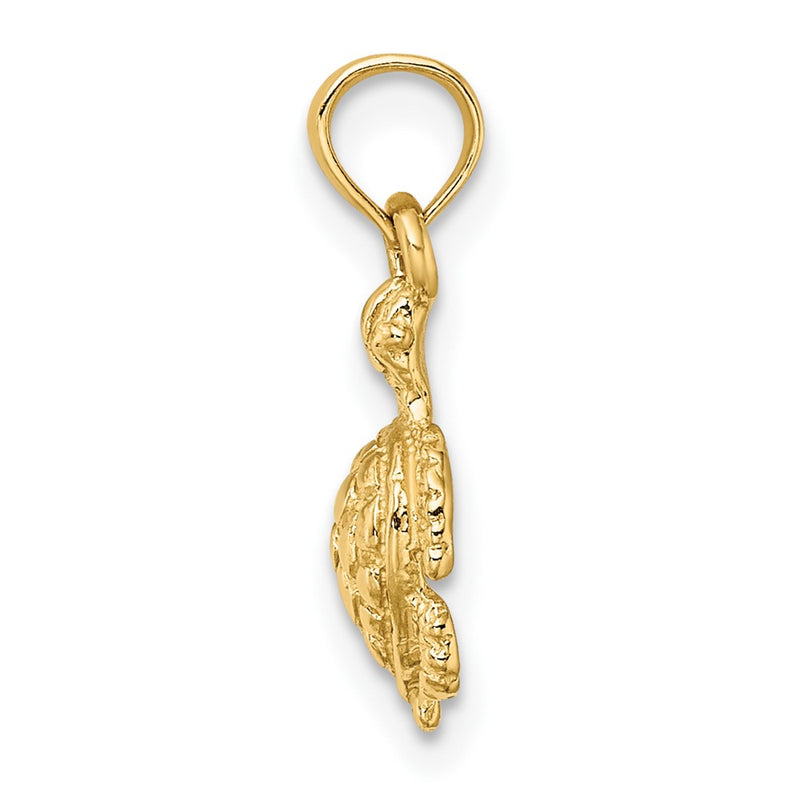10K Yellow Gold 10K 2-D And Textured Sea Turtle Charm