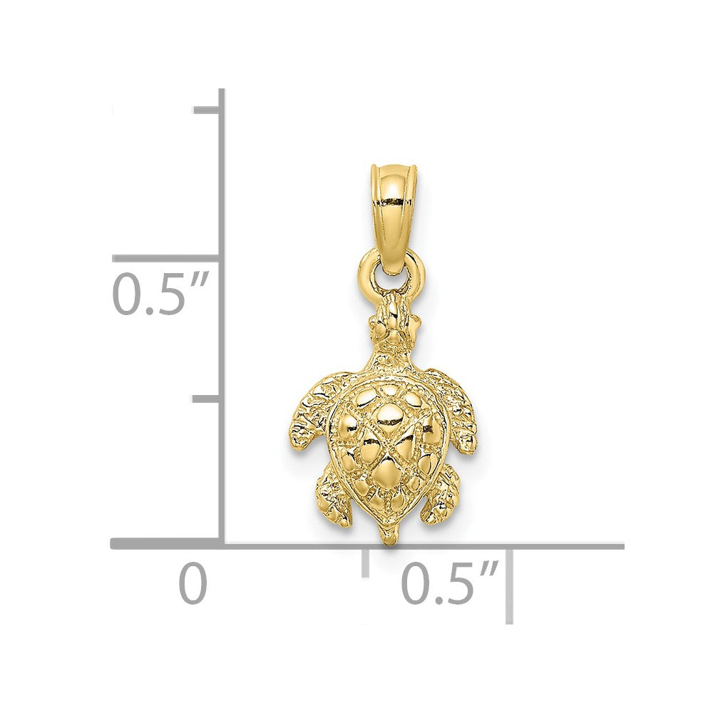 10K Yellow Gold 10K 2-D And Textured Sea Turtle Charm